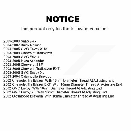 Tor Front Inner Steering Tie Rod End For Chevrolet Trailblazer GMC Envoy EXT XL Buick XUV TOR-EV80965